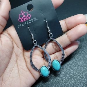 Paparazzi Tear Drop Blue Crackle Stone Earrings